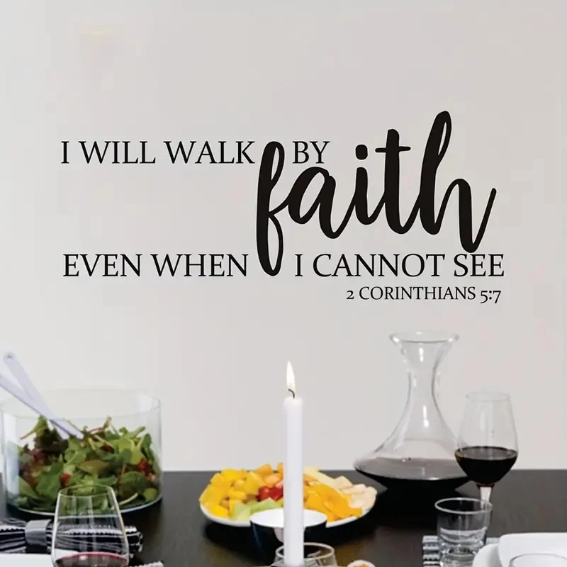 Contemporary Faith-Inspired Self-Adhesive Wall Decal,Graphic Matte Finish Sticker With Inspirational 2 Corinthians 57Bible Verse