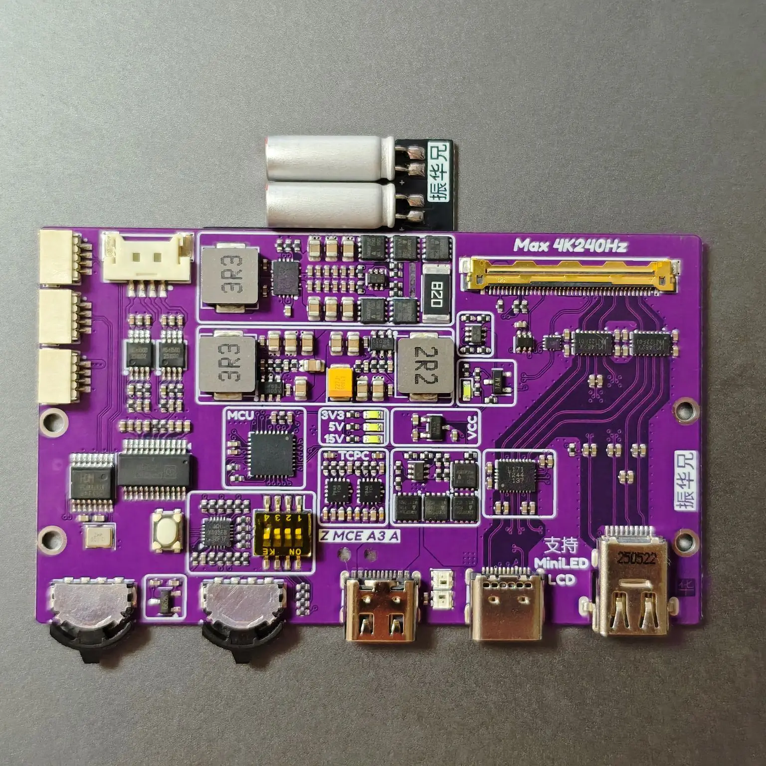 4K 240Hz MiniLED EDP Driver Board Mini DP / Type-C To EDP, Notebook, Portable LED LCD Display Monitor, DIY Controller 1080P480Hz