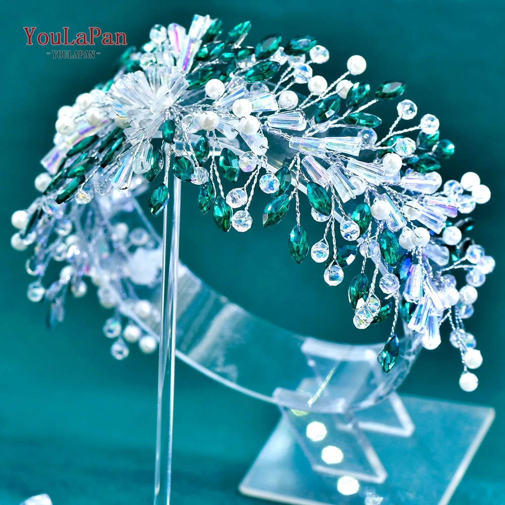 

YouLaPan Elegant Crystal Headband Bridal Rhinestone Headdress Wedding Pearl Headwear Women Banquet Party Hair Accessories HP922
