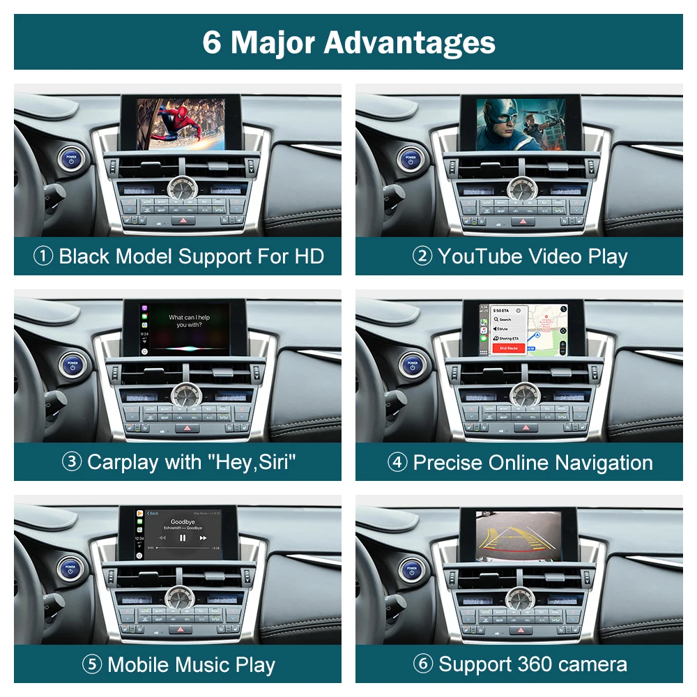 ワイヤレス CarPlay RoadTop レクサス NX 2014-2019 用、Android