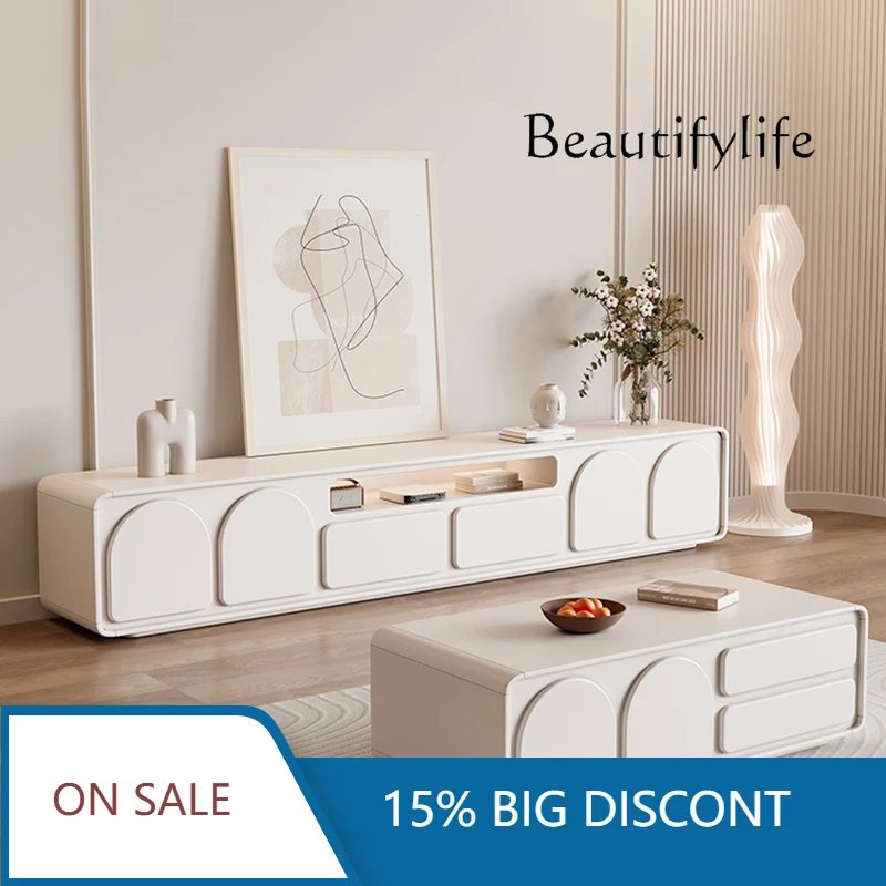 

BK Tv Table White Cream Fireplace Monitor Cabinets Modern Salon Luxury Display Tv Stands Floor Suporte Para Tv Home Decoration