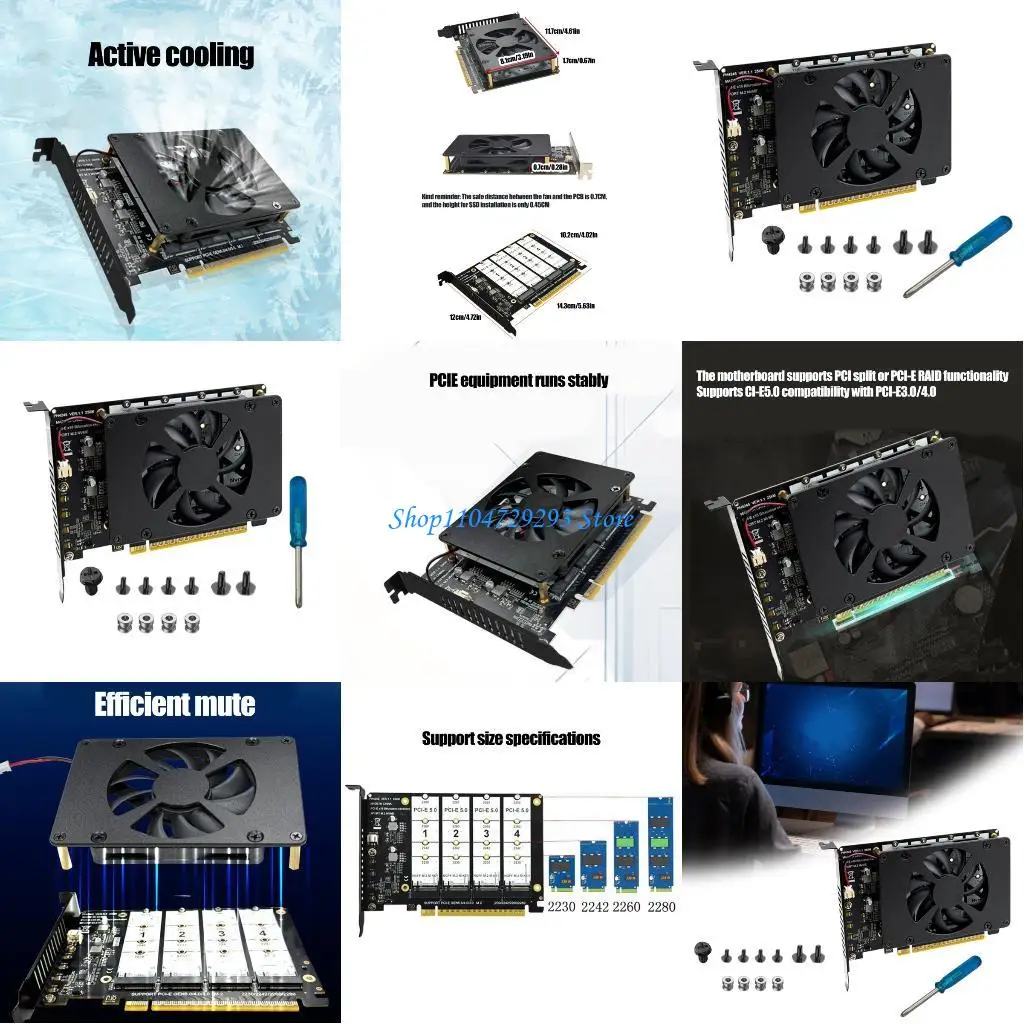 

Y2GD 4-слотовая плата расширения PClE X16 для NVME M.2 Плата расширения материнской платы ПК