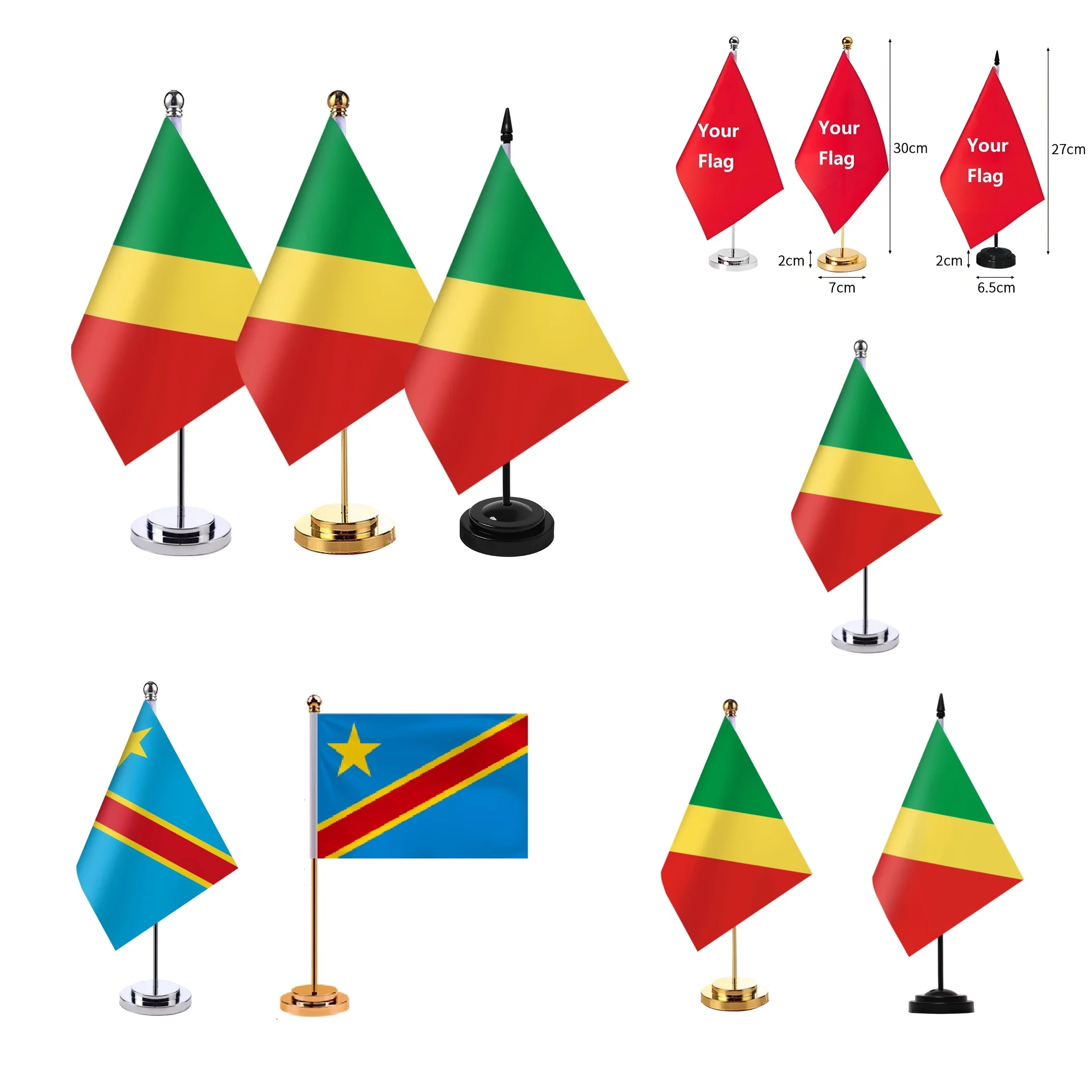 Wholesale 14x21cm Republic of Congo Table Desk Flag Democratic Republic of Congo Flag for Office Desk Decor