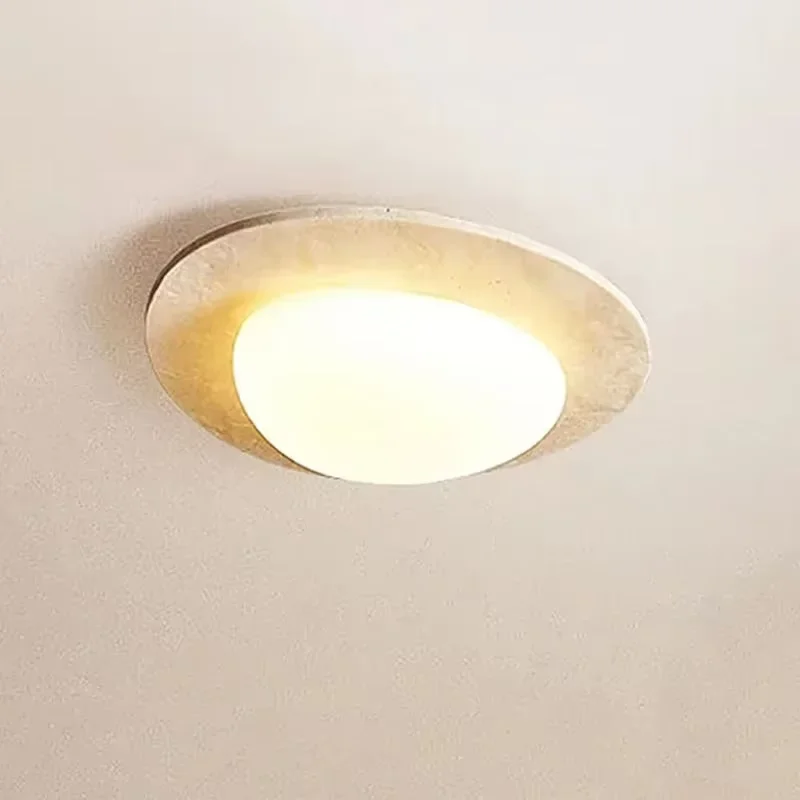 

Natural Stone Ceiling Light Japanese Creative Wabi Sabi Cream Style LED Light Balcony Bedroom Lighting Home Room Decoration