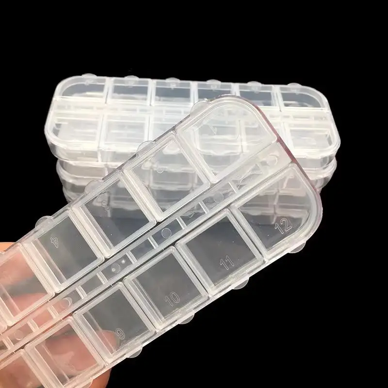 1/3/5PCS 12 Grids Plastic Organizer Holder For Nail Art Stone Jewelry Accessory Storage Box Bead Decoration Collector Tool