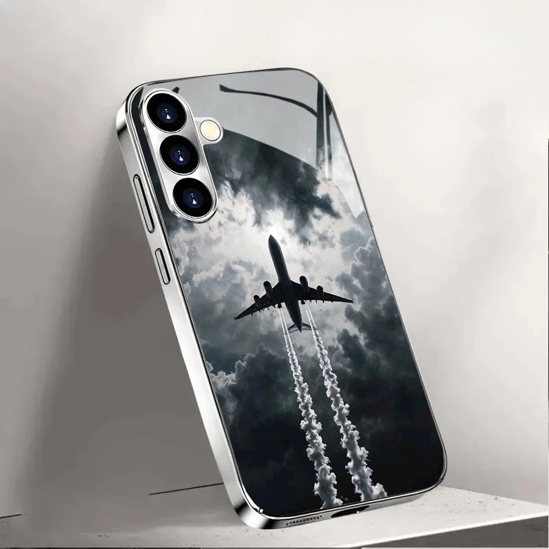 Cool flying in the clouds Tempered Glass Fashion phone case for Samsung Galaxy S26/S25/S24/S23/S22FE Ultra Plus Dropresistant