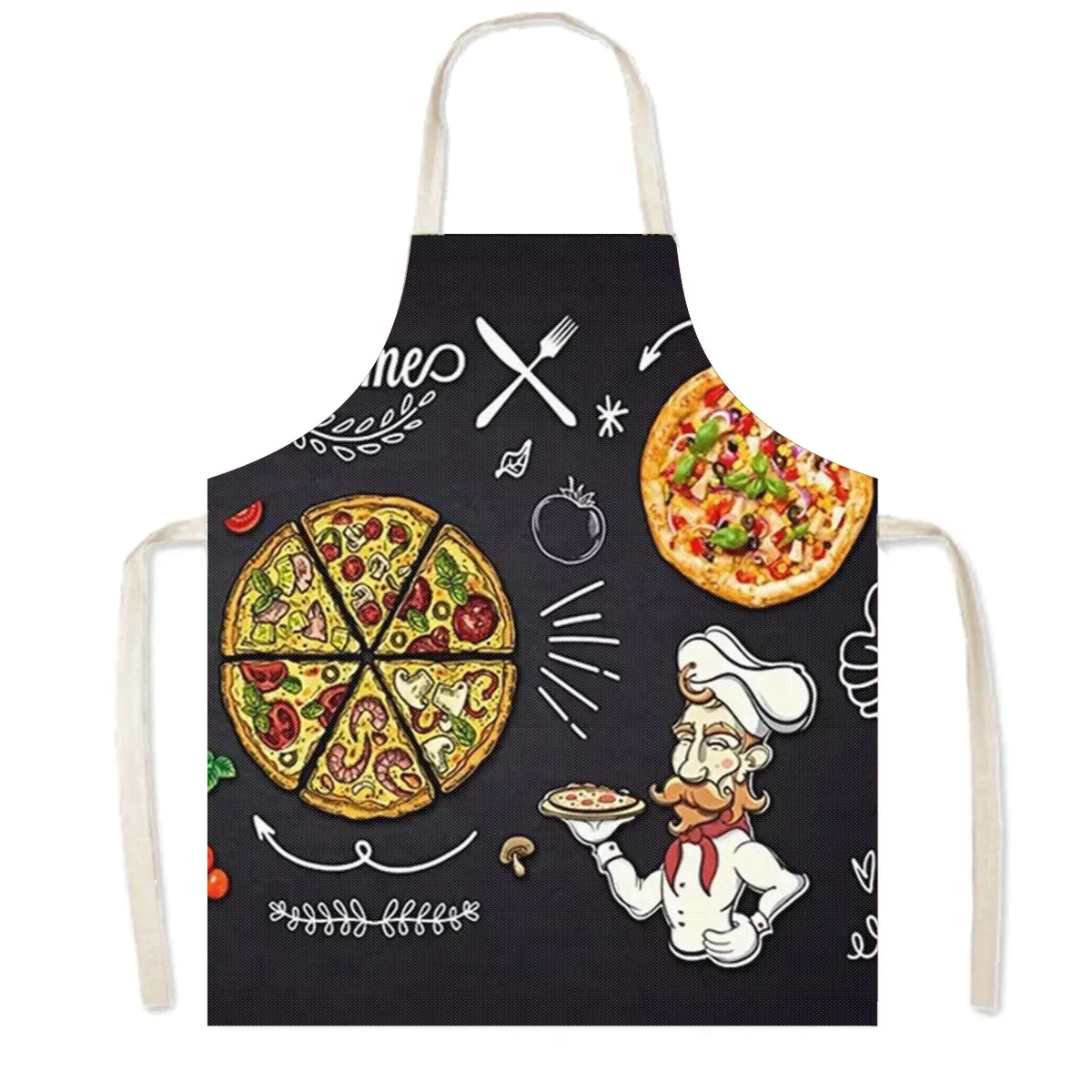 Cute Gourmet Cooking Aprons Burger Fries Pizza Pattern Household Cleaning Tool Barber Restaurant Chef Waiter Kitchen Apron