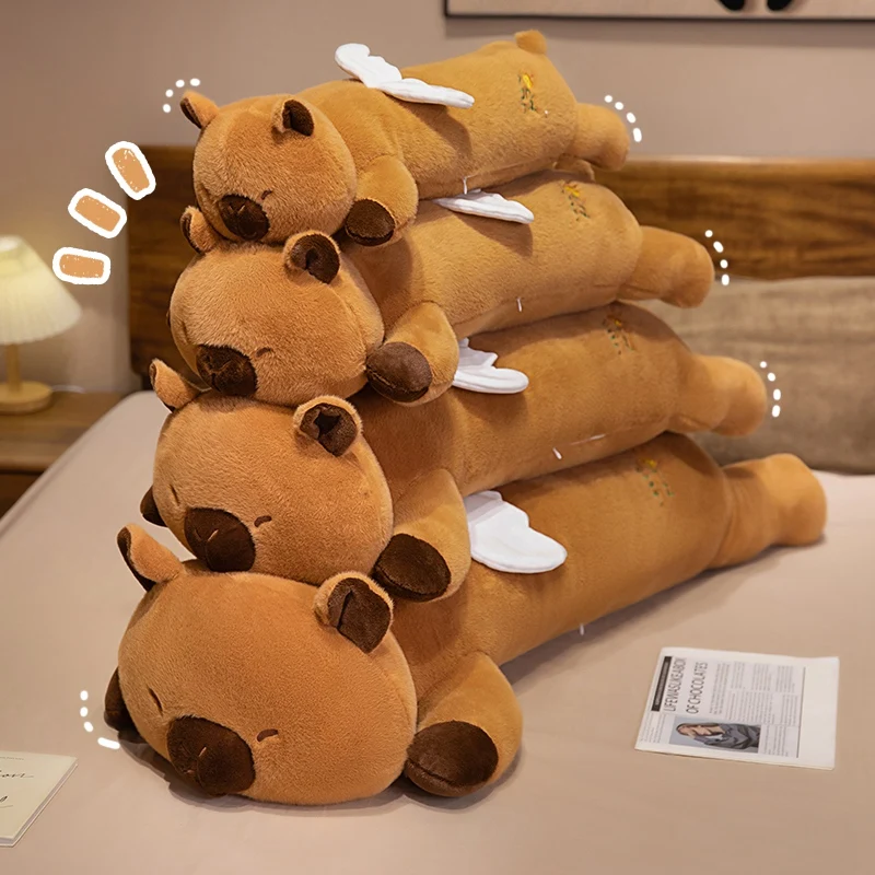 High-Quality Wings Capybara Long Sleep Pillow Stuffed Capibara Plushie Doll Soft Sofa Cushion Nap Sleeping Toys Gifts For Boys