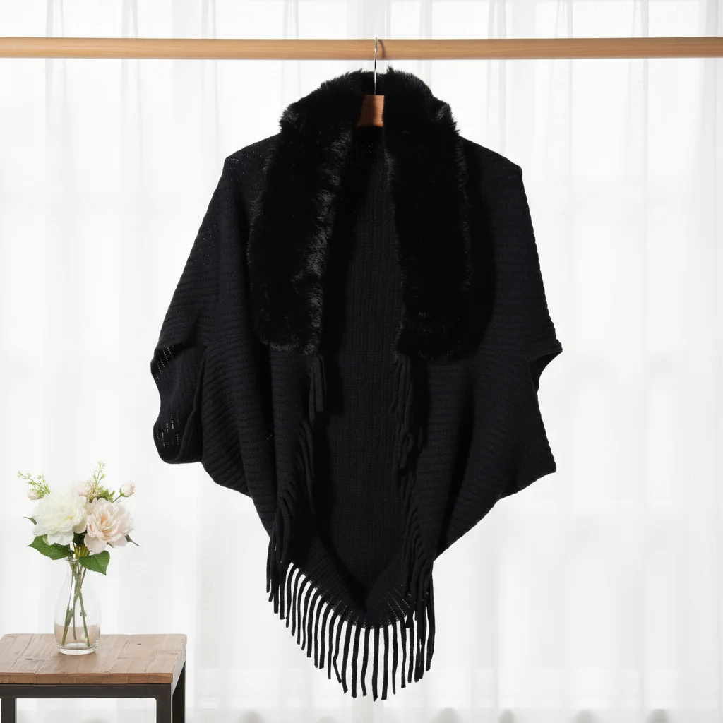 

Women's comfortable loose autumn and winter shawl outerwear, suitable for banquets, dates, home decoration, and outdoor wear