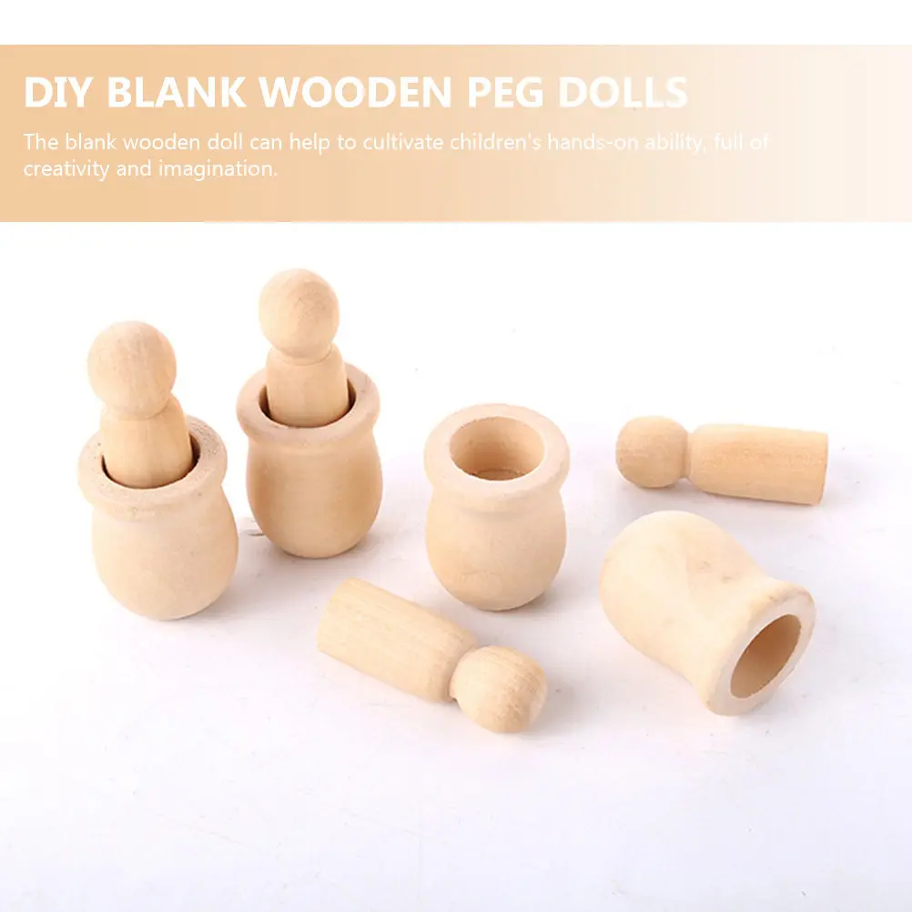 20pcs Blank Unpainted Wooden Pegs DIY Craft Kit for Kids – Santa, Snowman & Animal Painting Art Supplies