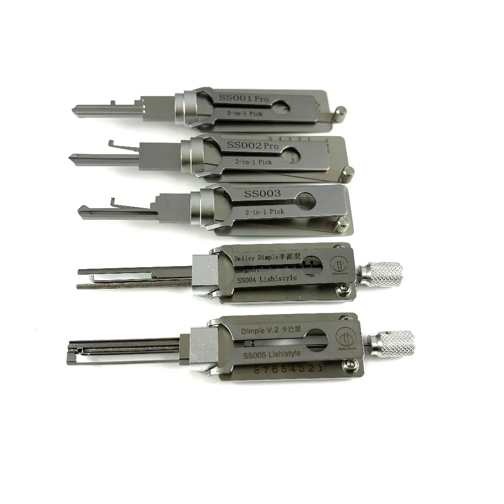 Lishi 2 IN 1 Door LockTools ,Professional Locksmith Kit ,SS001 SS002 SS003 SS004 SS005 Decord and Pick Set,Beginner Training Kit