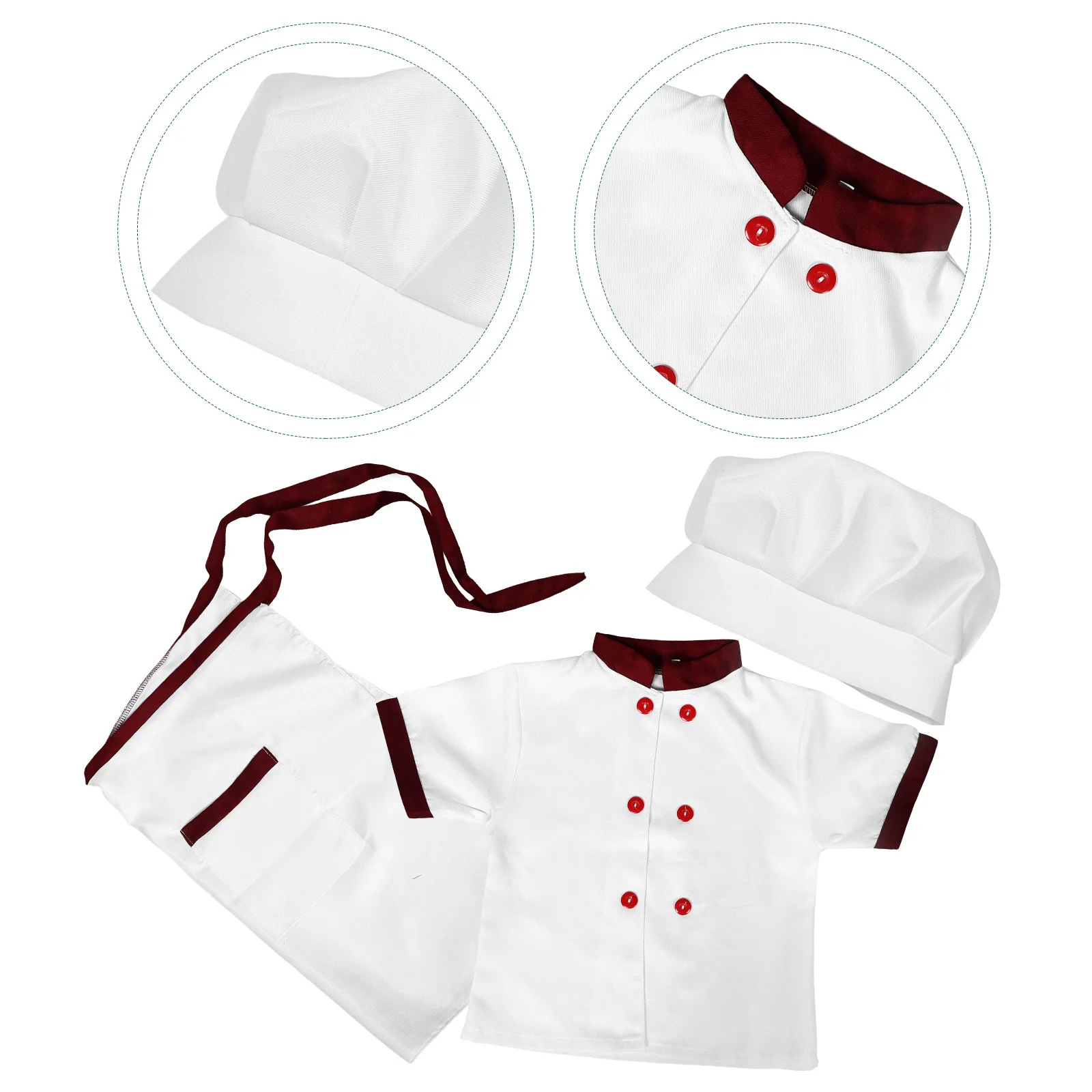 1Set Chef-kostuum Koken Outfit Korte mouwen Rollenspel Kleding Comfortabele hoed Schort