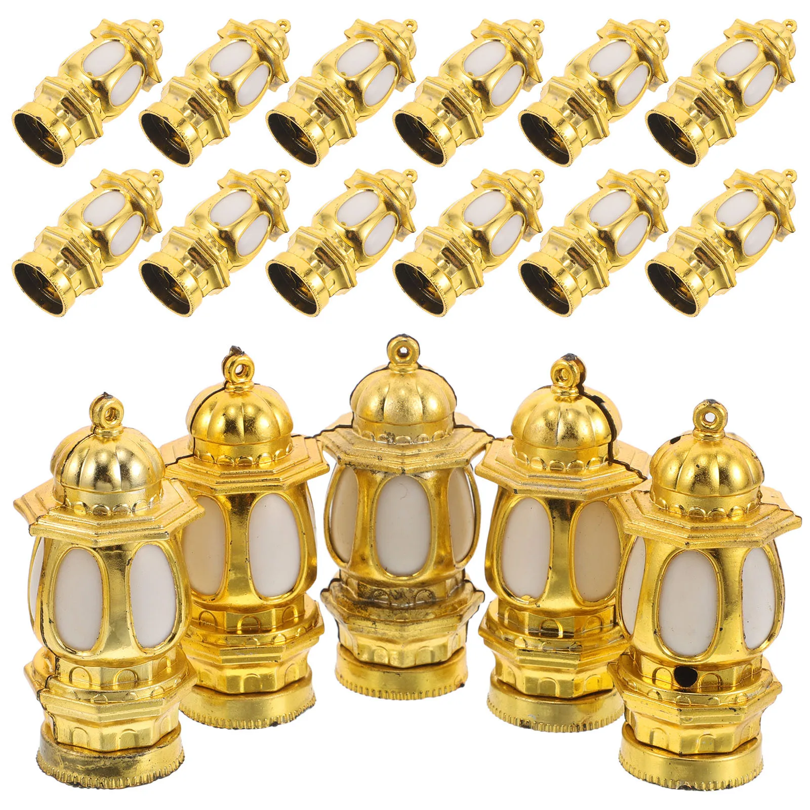 

20Pcs Miniature Lanterns Golden Finish Vintage Hanging Ornaments for Decoration Western Xmas Holiday Crafts Lighting