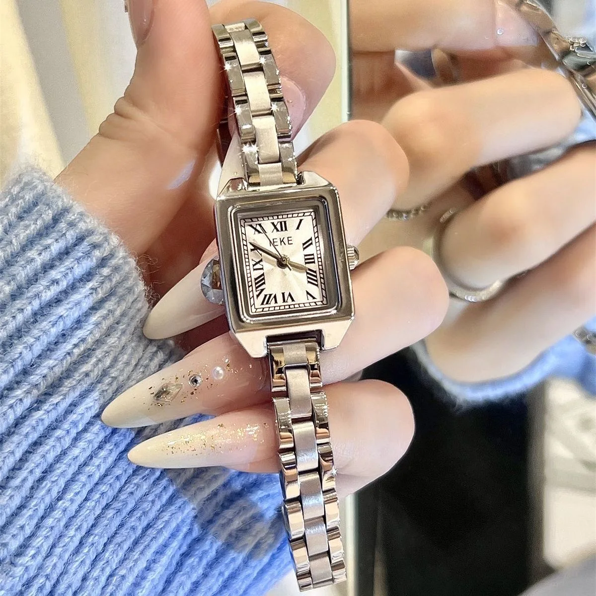 Women Quartz Watch Luxury Rectangle Dial Reloj Vintage Simple New Clock Ladies Stainless Steel Orologio Gold Sliver Wristwatch