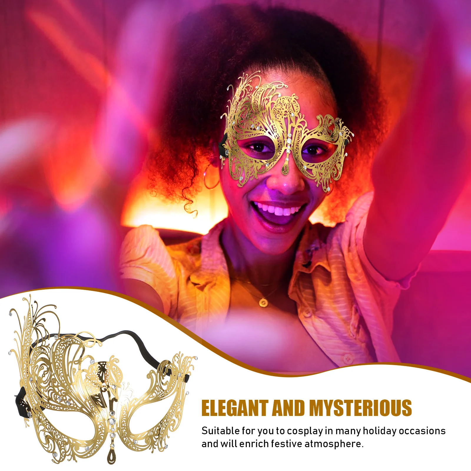 

Metal Diamond Masks Hollow Eye Cosplay Gold Prop Halloween Half Face Role Play Alloy Bright Reusable Practical