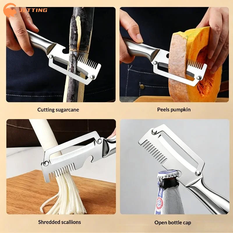 (New) 3-in-1 Stainless Steel Peeler Vegetable & Fruit Slicer Shredder Versatile Kitchen Tool For Peeling Shredding
