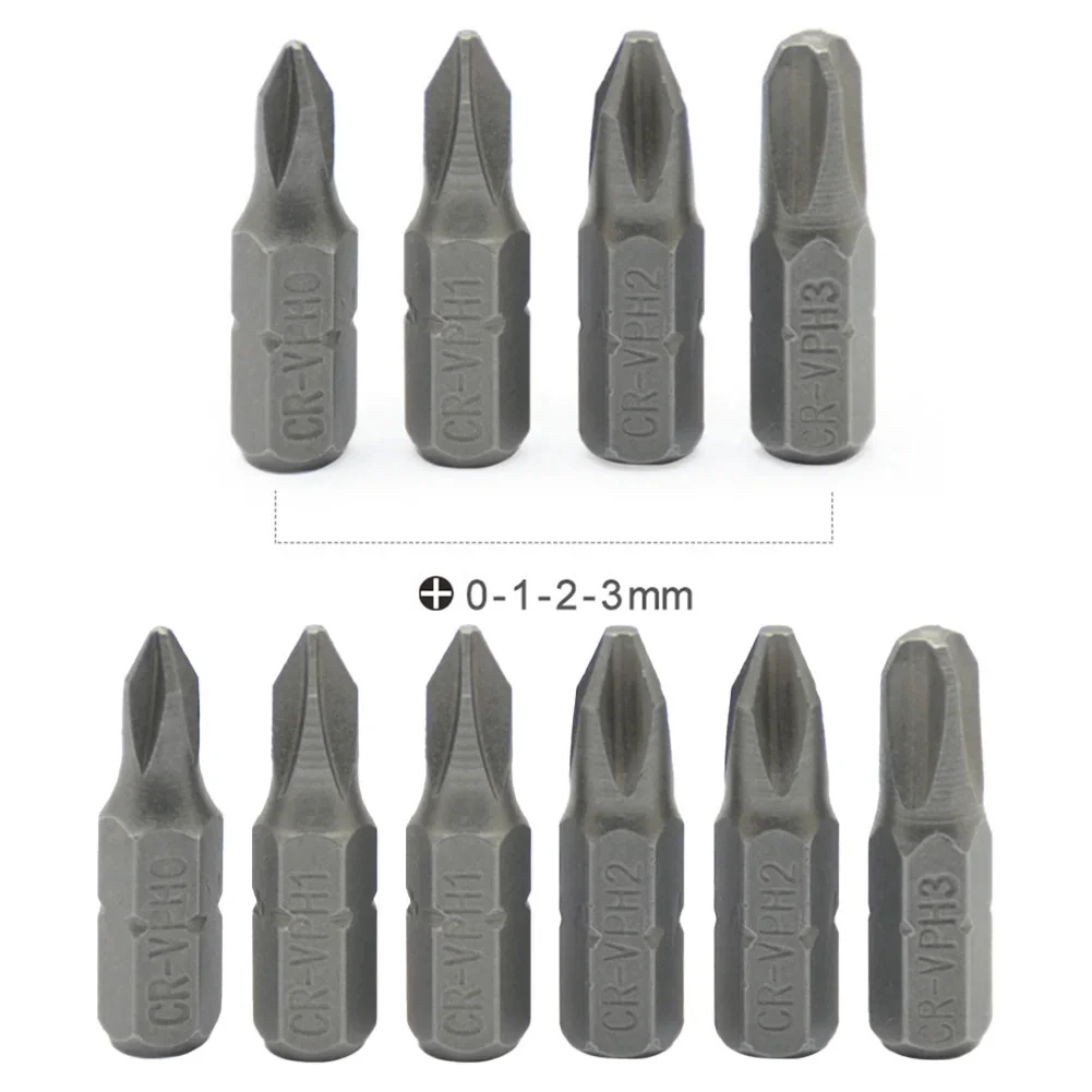 Chrome Vanadium Steel Bits Cross Screwdriver Bit Set Electrician Tasks 1/4inch Hex Shank 25mm Length High Hardness