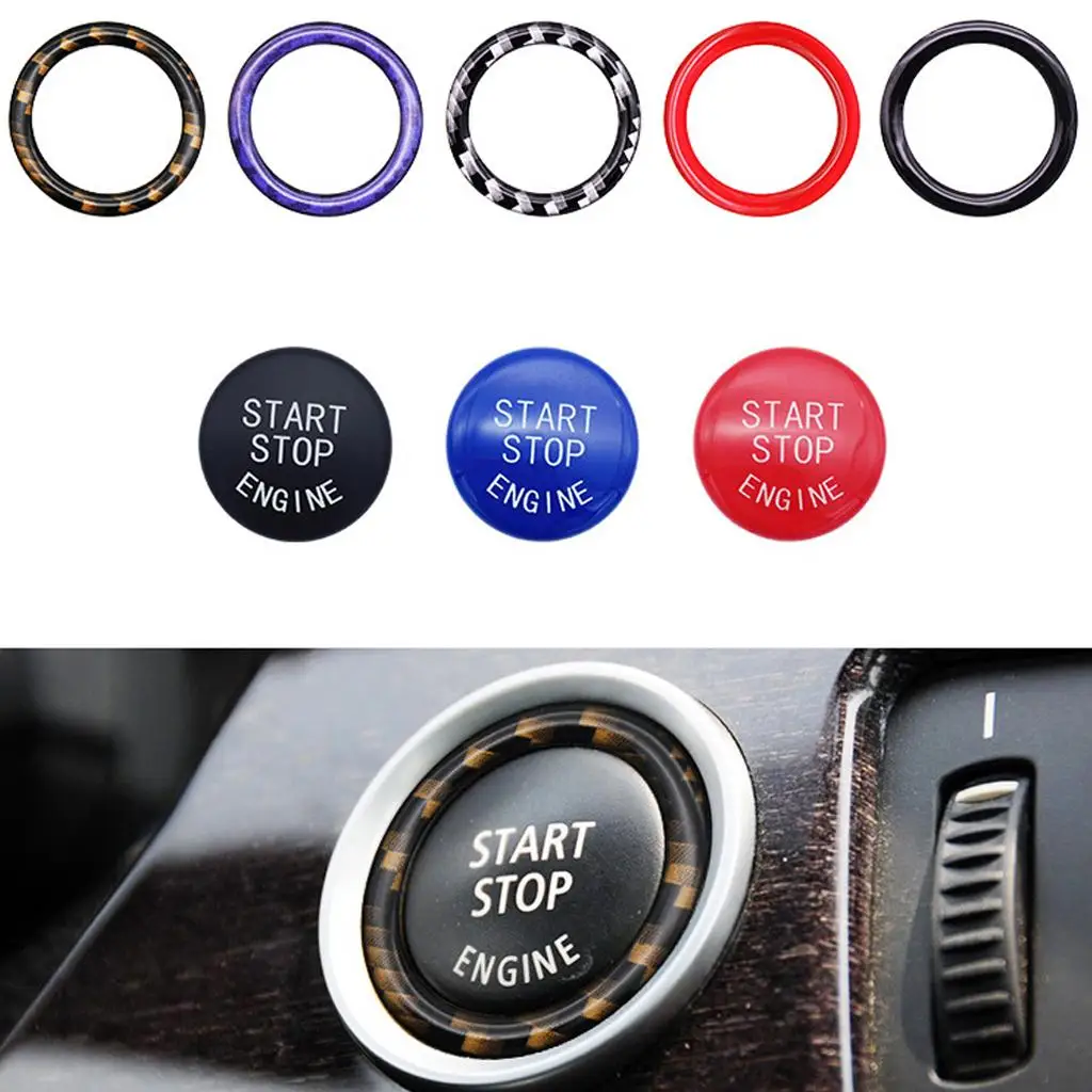 Engine Start Stop Button Gold-Black Cover Ring Trim Sticker for bmw 3