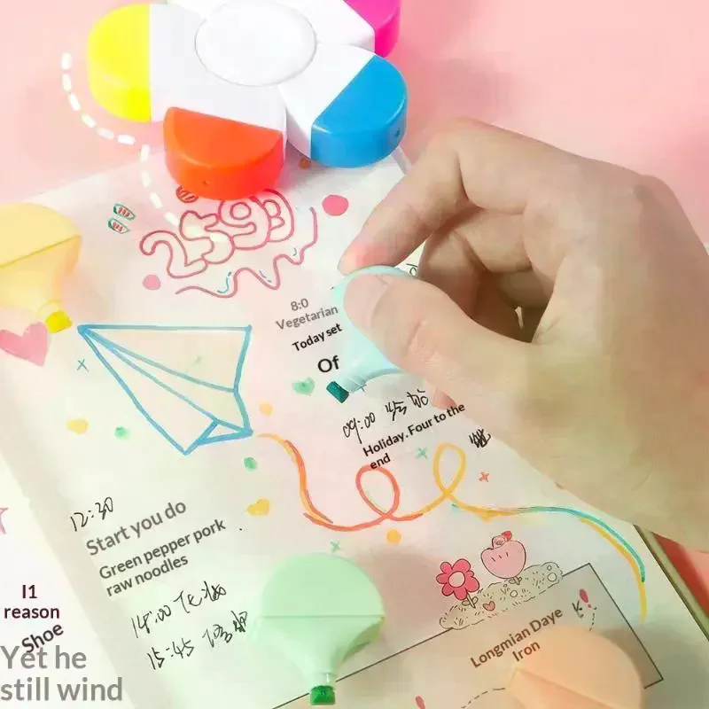 1개 꽃 모양 수채화 색상 5-in-1 형광펜 손가락 - Stationery Supplier 리뷰 및 가격