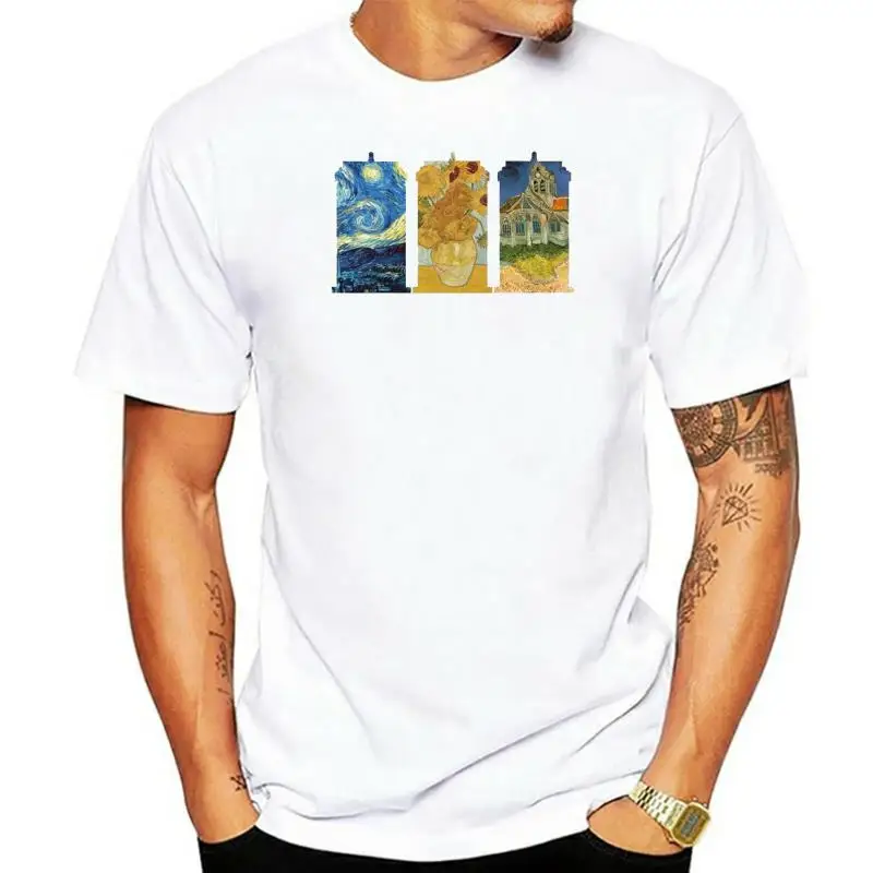 Art Printed Oil Paiting Men Van Gogh Painting Vintage T-Shirt Tumblr Grunge Estetyczne drukowane topy z krótkim rękawem