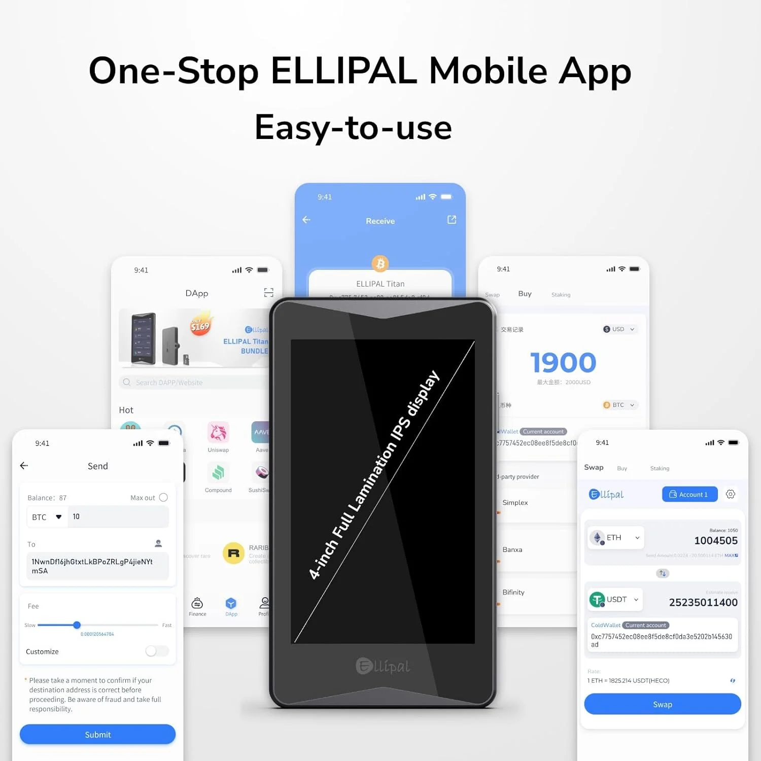 ELLIPAL Titan 2.0 encrypted cold wallet, hardware wallet, 100% offline, air gap - the most secure encrypted wallet that can acco