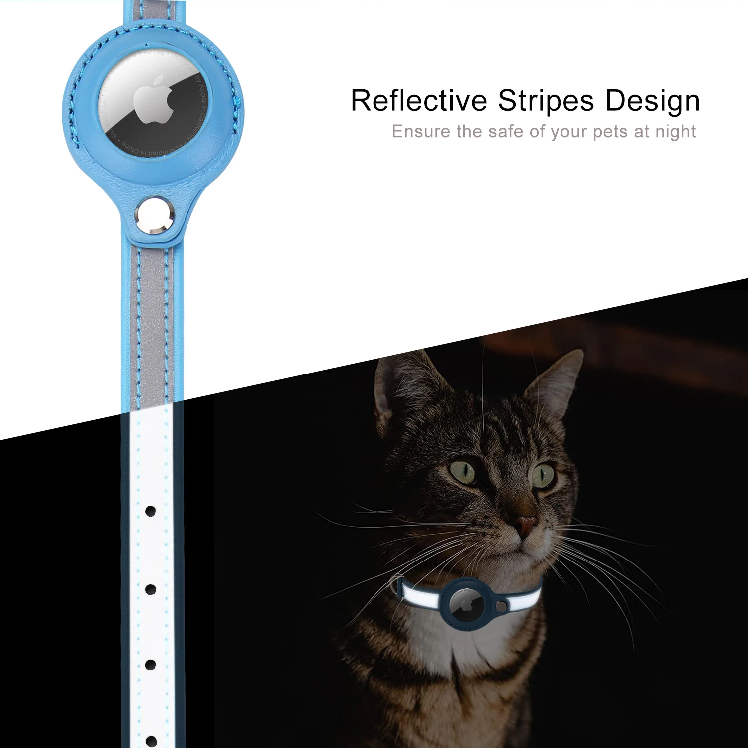 1pc Reflective Pet Collars with Airtag Case Collar for Cats with Protective Case for Anti Lost Locator Tracker Dog Accessories