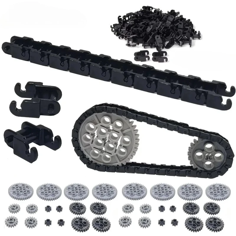 ชิ้นส่วนประกอบ MOC ขนาดเล็ก ชิ้นส่วนประกอบจำนวนมาก ยานพาหนะ รถถัง ชิ้นส่วนเครื่องกล เฟือง โซ่ และชุดประกอบ