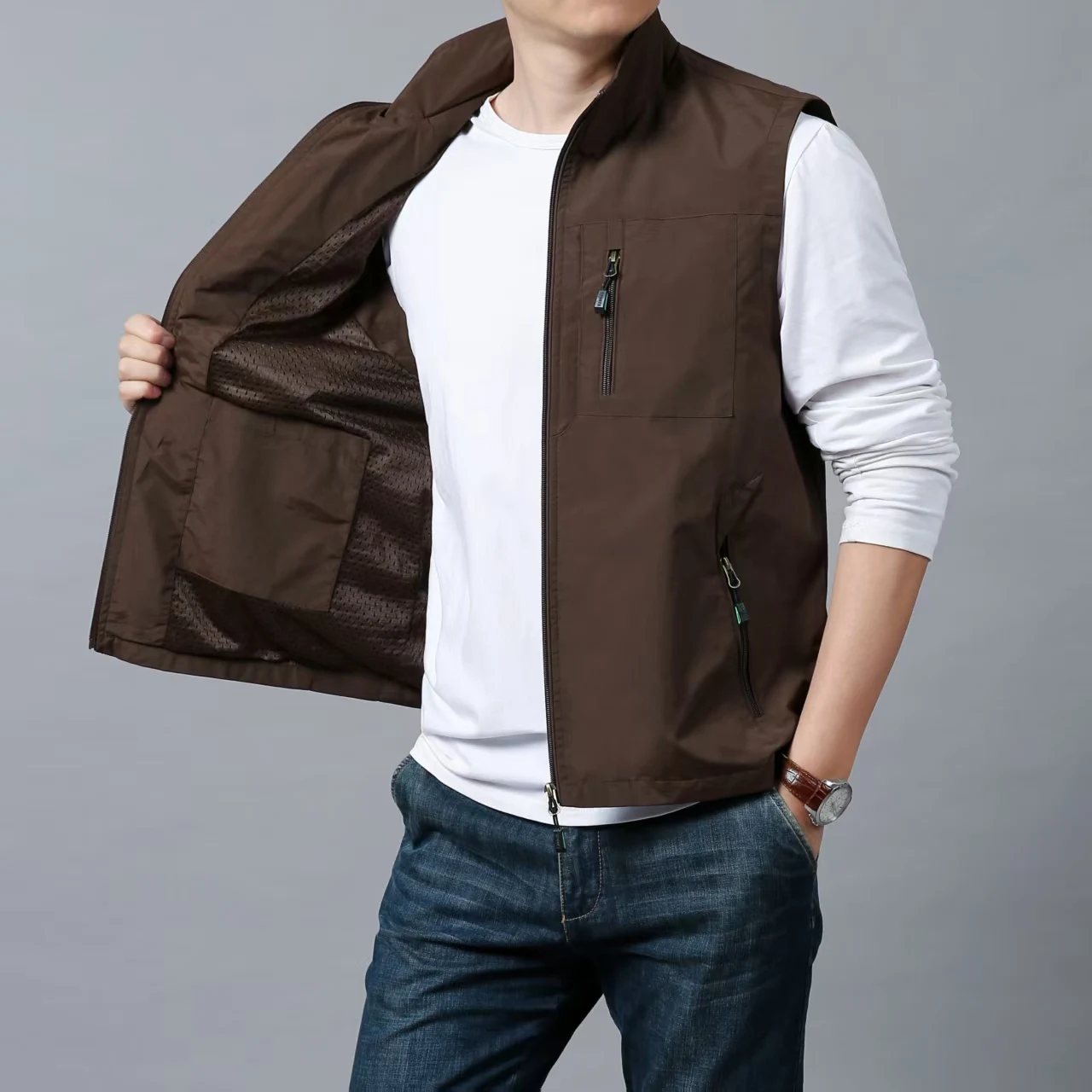 Photography Vest Loose Solid Color Tooling Outdoor Leisure Summer Vest Men Quick Drying Fishing Vest Nen Multi-pocket Clothes