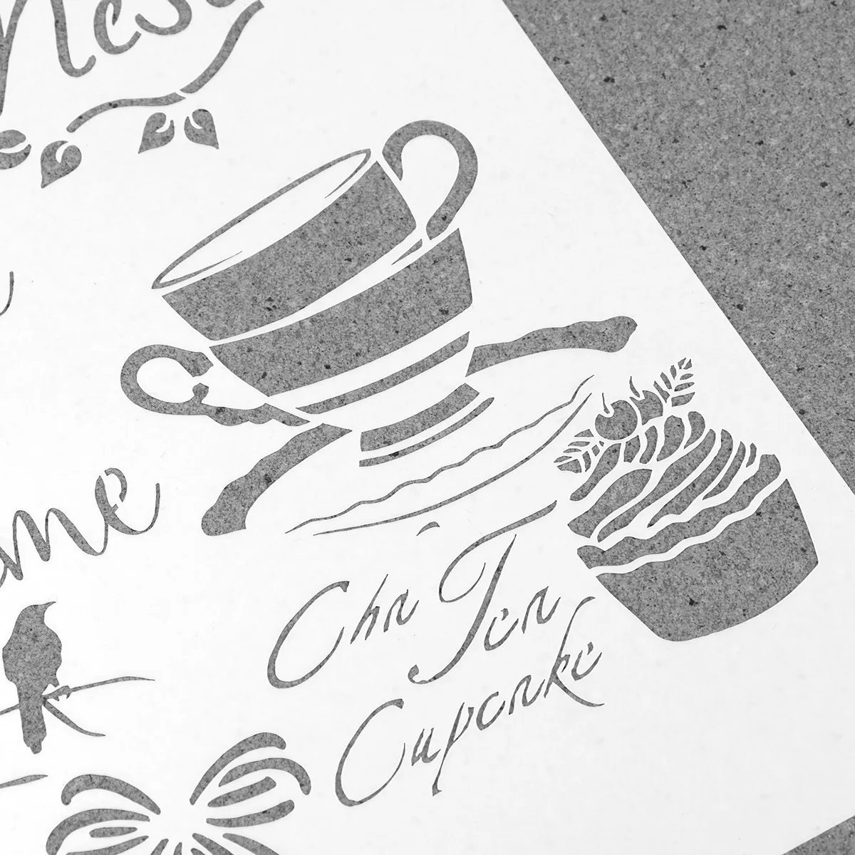 DIY Hollow Drawing Stencil Plastic Painting Stencil White Tea Cup Design for Craft Scrapbooking Personal Diary and Home