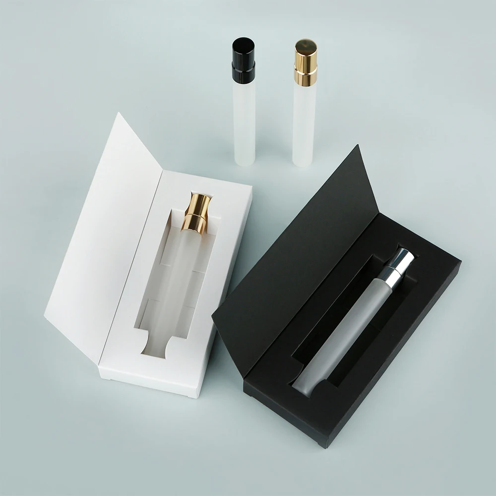 30/50Pcs 10ml Refillable Frosted Glass Perfume Spray Bottles-Gold/Silver/Black Nozzles Boxed Travel&Perfume Sampling Must-Haves