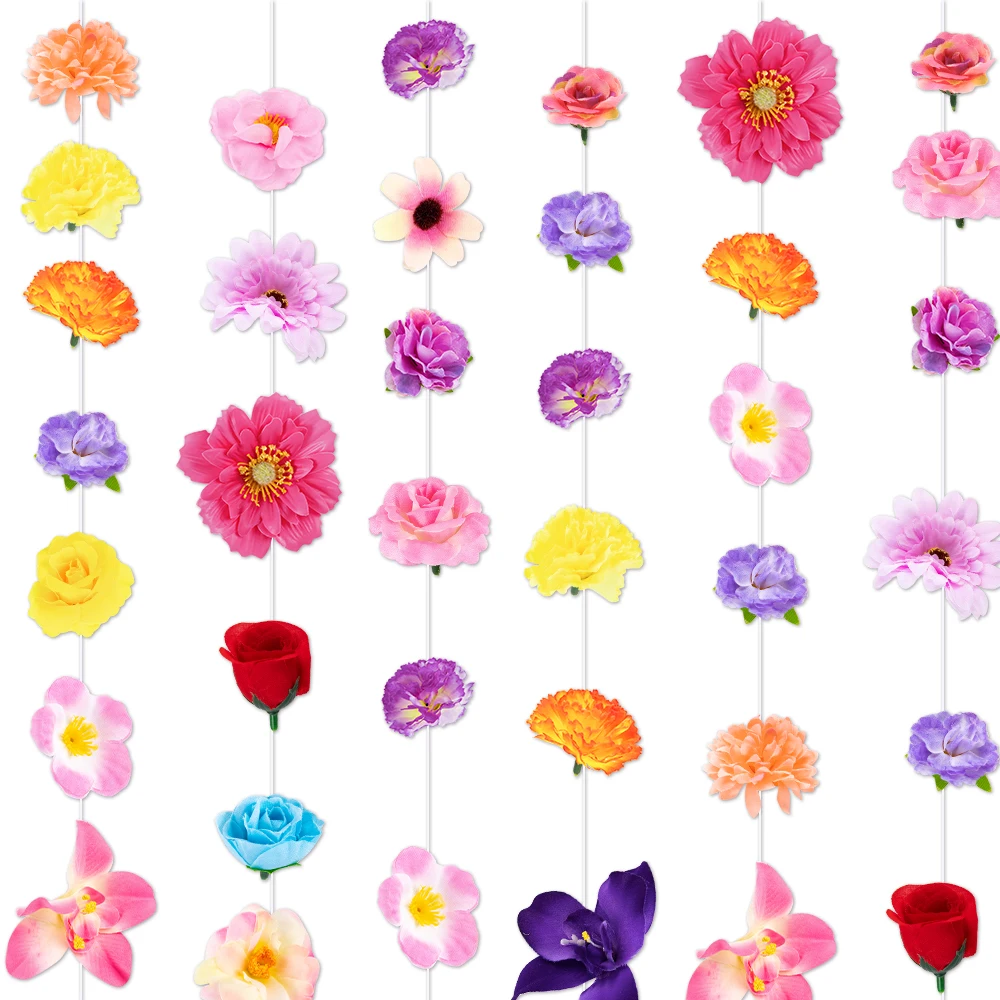Guirnalda de cuerdas de flores hawaianas de 20 piezas, pancarta de papel de flor de hibisco Tropical, decoraciones colgantes para fiesta de Luau de piscina de playa de verano