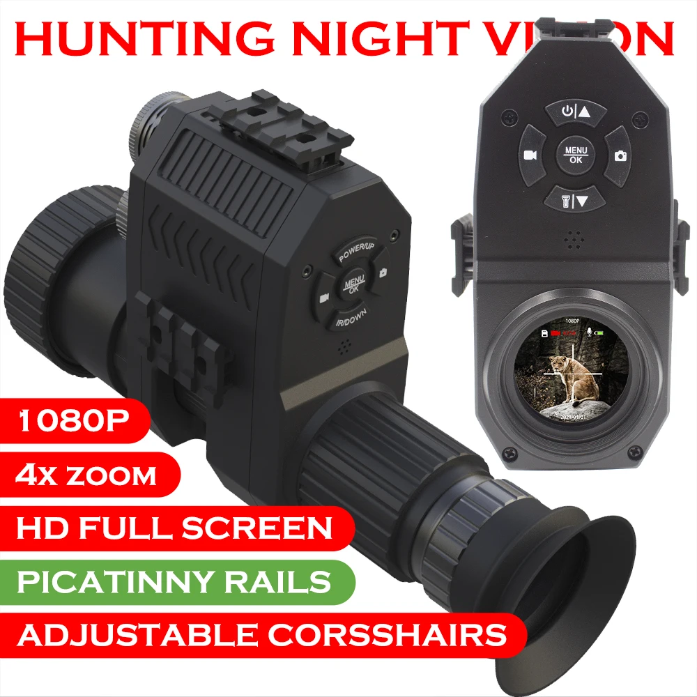 Megaorei 4B Integrated Night Vision Scope Hunting Camera Monocular Clip on Attachment with Built-in 850nm Infrared IR Flashlight