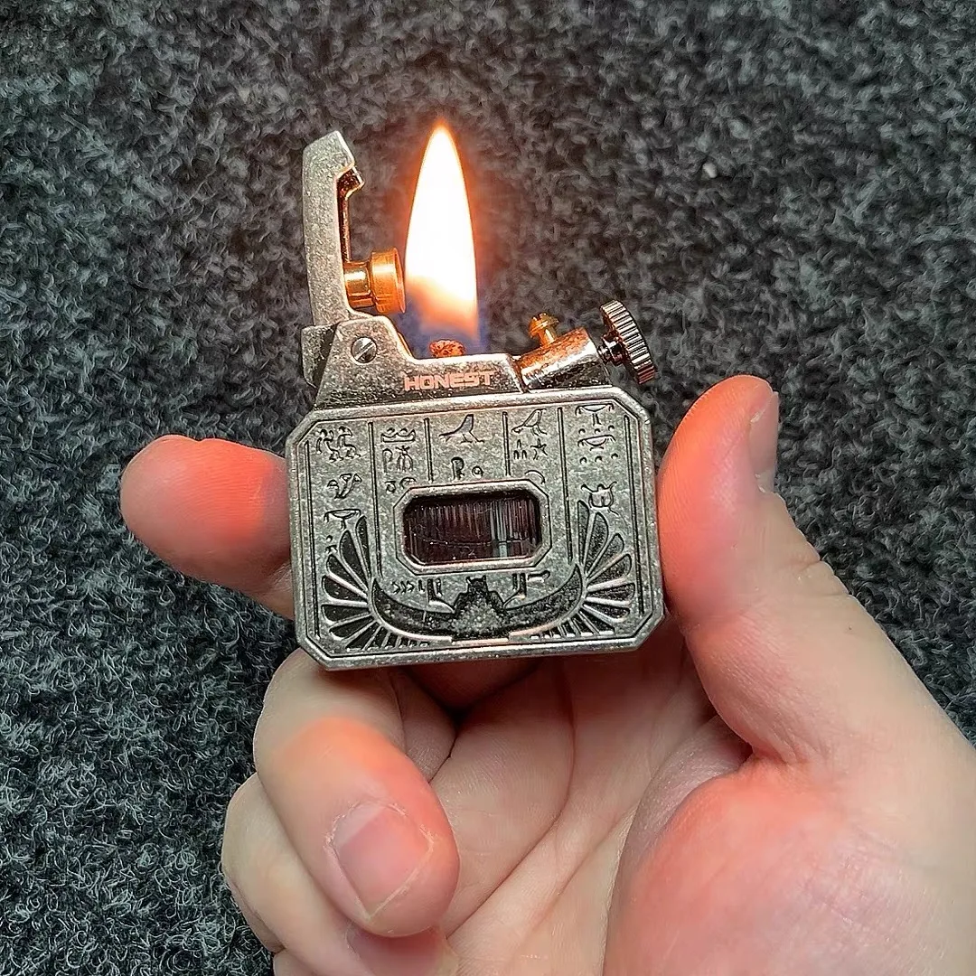 

HONEST новая металлическая керосиновая зажигалка, ключ зажигания, шлифовальный круг с открытым пламенем, зажигалка для мужчин, высококачественный подарок