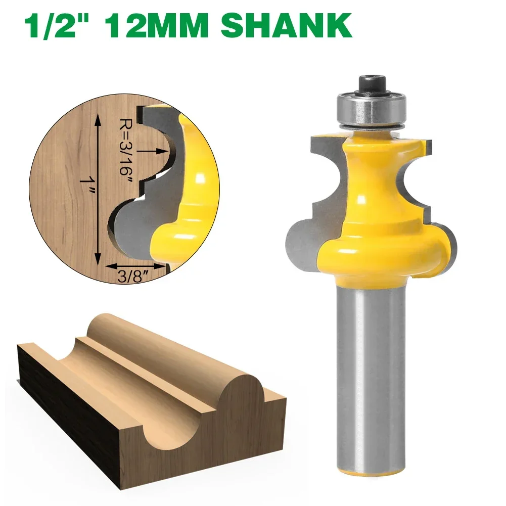 1PC 1/2" 12.7MM 12MM Shank Milling Cutter Wood Carving Bead Molding Router Bit Flute & Beading Line Woodworking Tenon Cutter