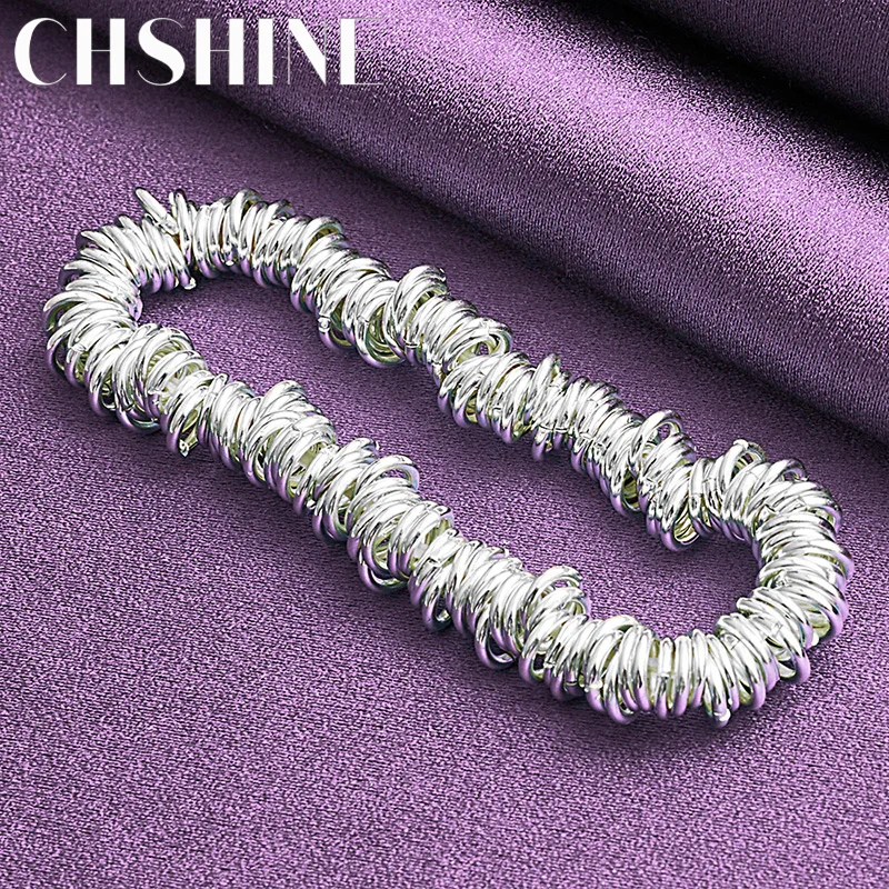 

CHSHINE 925 Sterling Silver Round Ring Chain Bracelet Fashion Charm High Quality Wedding Party Gifts For Women Jewelry