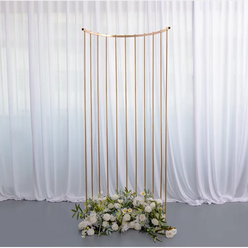 1 Stück Hochzeitsbühnen-Wanddekoration Aktivitätspaneel, halbkreisförmiger Blumenständer aus vergoldetem Metall, Hochzeitsbogen – Detail 7