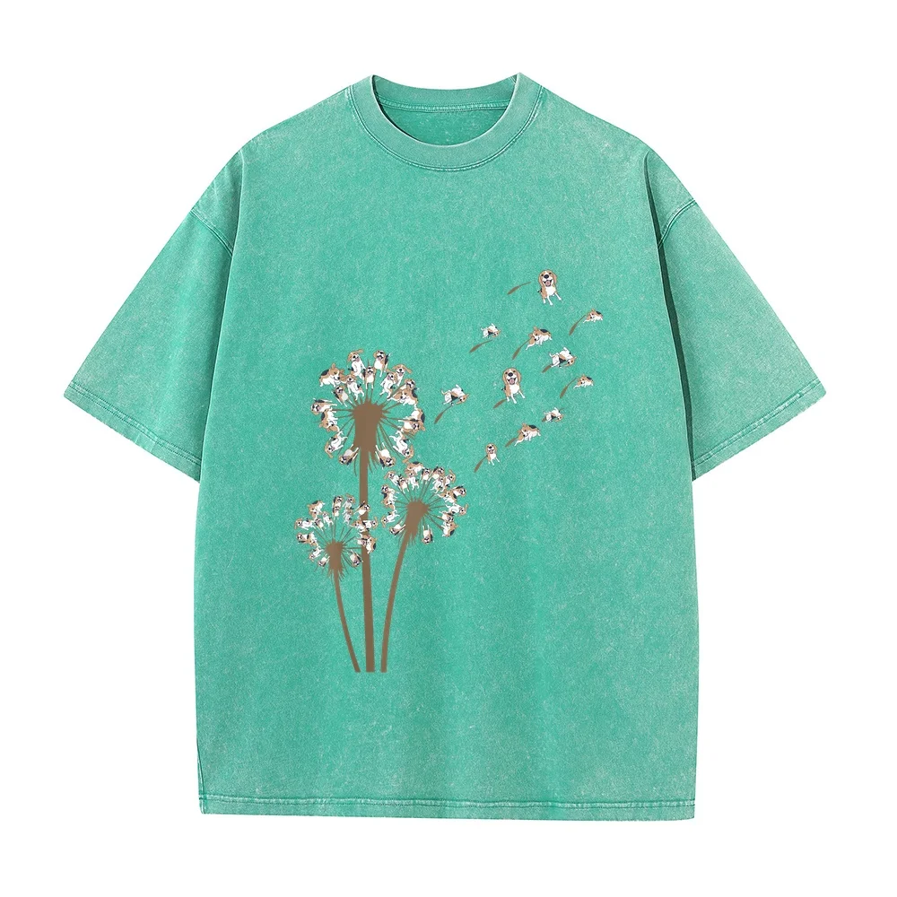Beagle Flower Fly Dandelion Funny Dog Lover Dad T-Shirt Y2k Clothes 티셔츠 Short Sleeve Tee Autumn Plus Size Daily Wear Unisex
