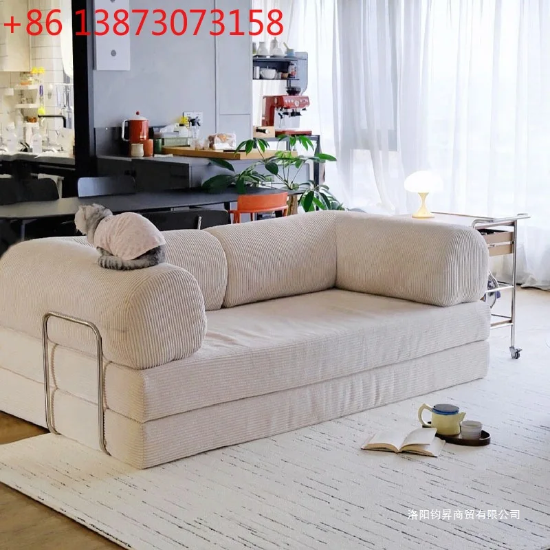 

Vacuum compression sofa modern retro corduroy fabric living room small apartment simple folding lazy sofa bed