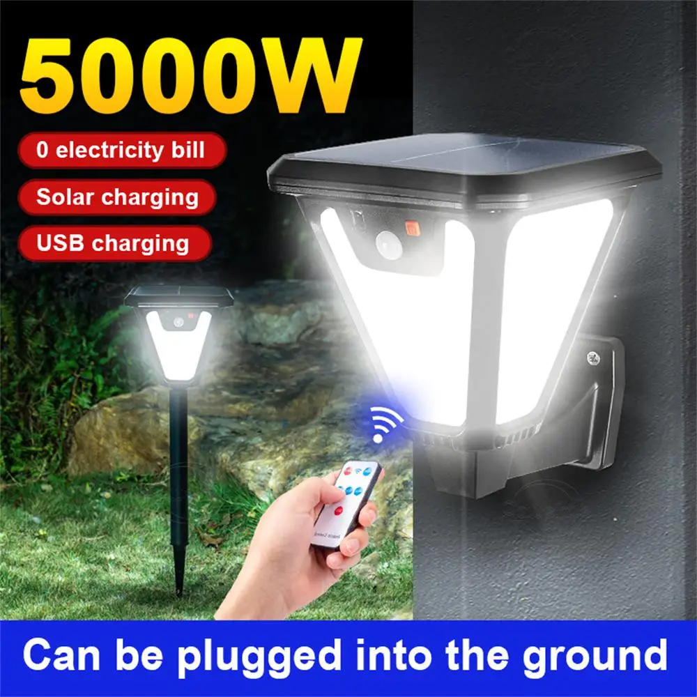 Outdoor Solar Lamps Waterproof Solar LED Streetlights Infrared Sensing Three Speed Mode Dual Charging Garden Lawn Wall Lamp