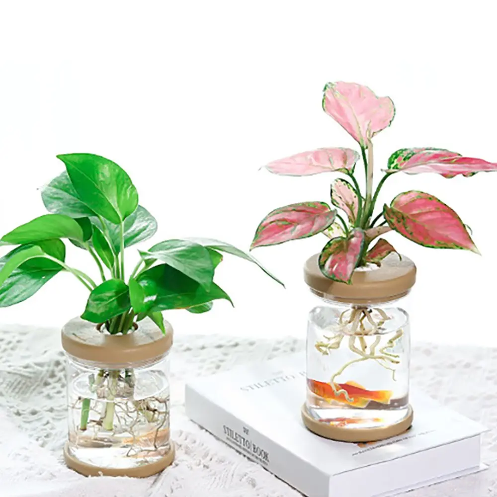 for Indoor/Outdoor Resin Material Imitation Glass Transparent Home Decor Garden Supplies Flower Planter Hydroponic Flowerpot