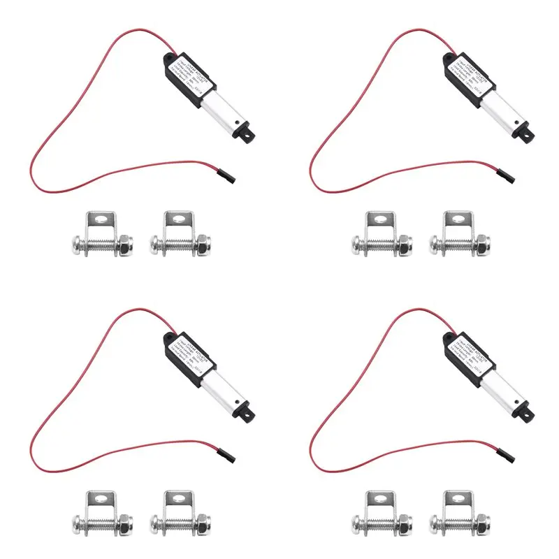 DT17 4X Micro-Type Linear Actuator 1In Stroke 60N 15mm/S, 12V Mini Electric Motor for Automation, Motion Actuator with Brackets