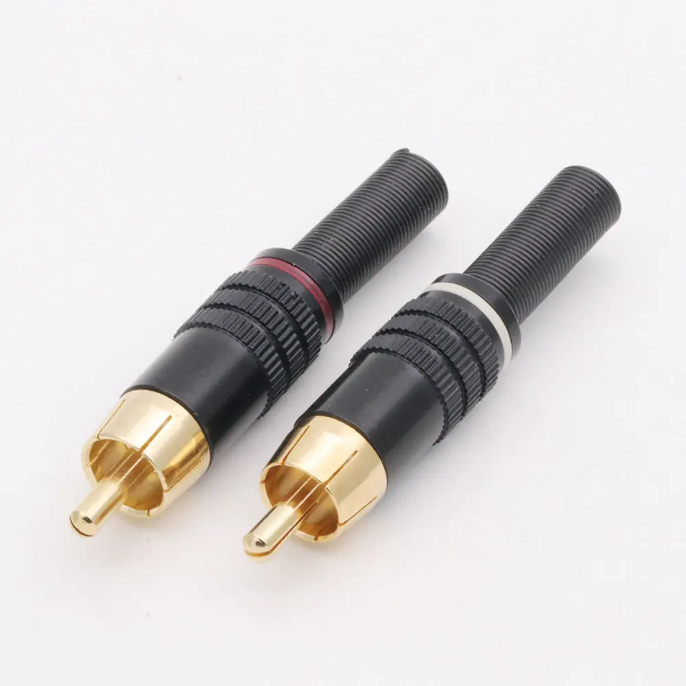 8pcs/4pairs RCA Connector Male RCA  jack Plug AV Plugs for PC Audio Video Welding DIY with Metal Spring Copper material