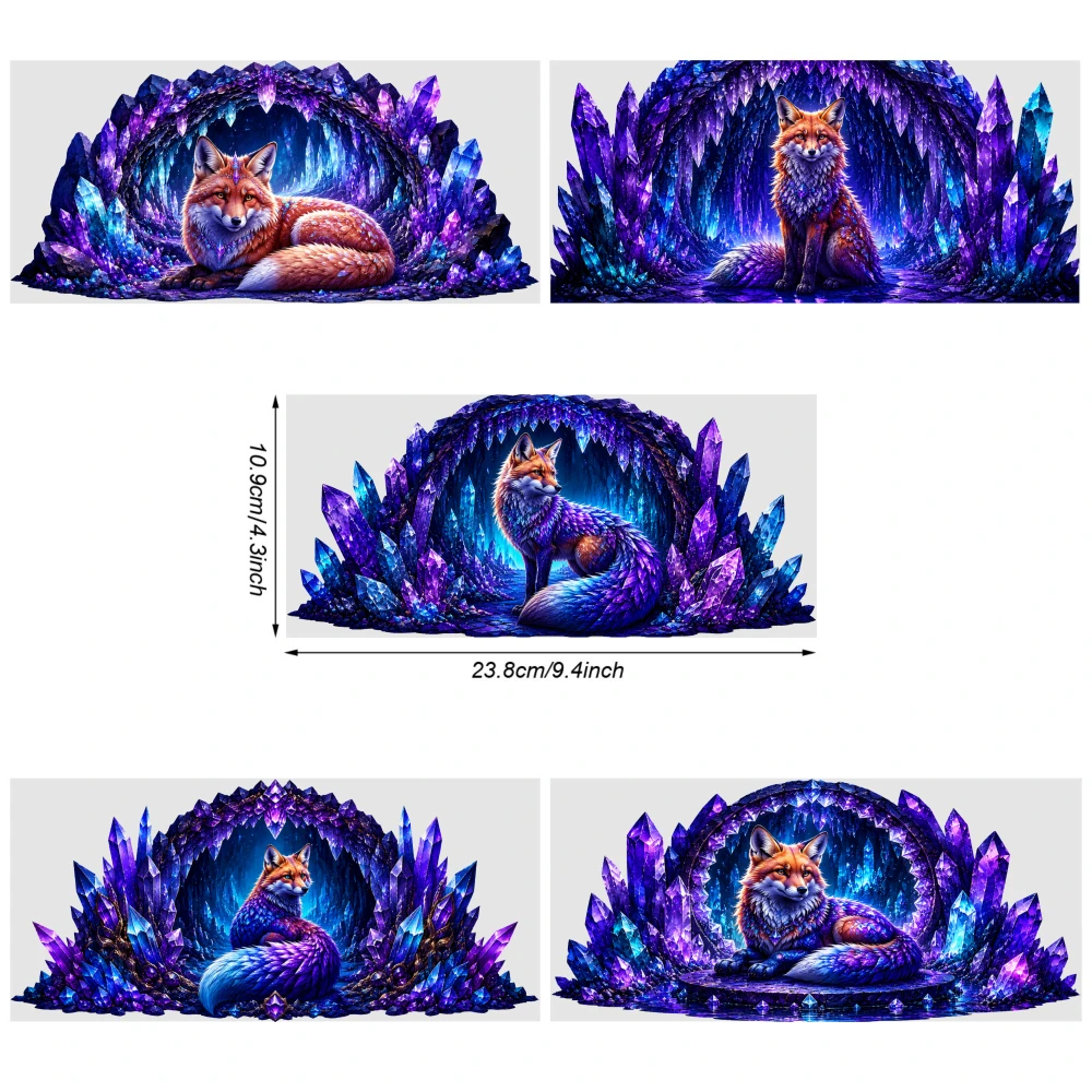 5 Sheets Crystal Fox Cave UV DTF Stickers Suitable for 16 oz Glass UV DTF Transfer Stickers for Glass Cups Waterproof Rub on