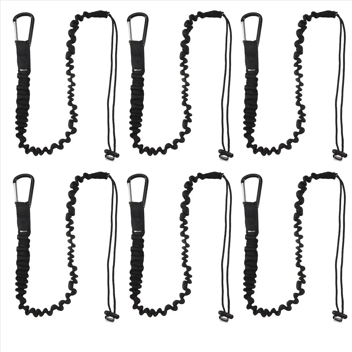 ABKM 6 Pieces Tool Lanyard,Outdoor Tool Rope,High-Altitude Fall Prevention Safety Rope,Retractable Elastic Tool Rope,Black