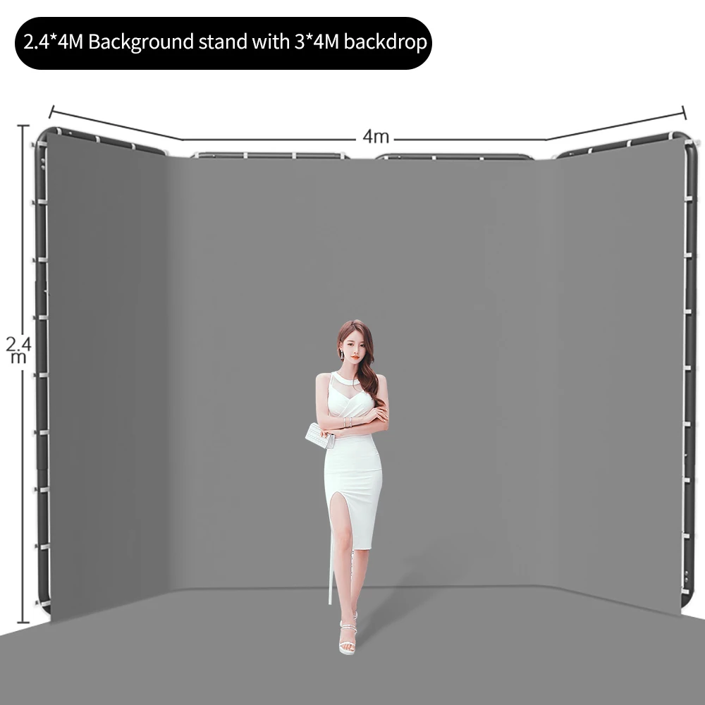 Portable Large Chromakey Green Screen Backdrop with Stand Photography Background Support System 240x400cm Shooting Video Photo