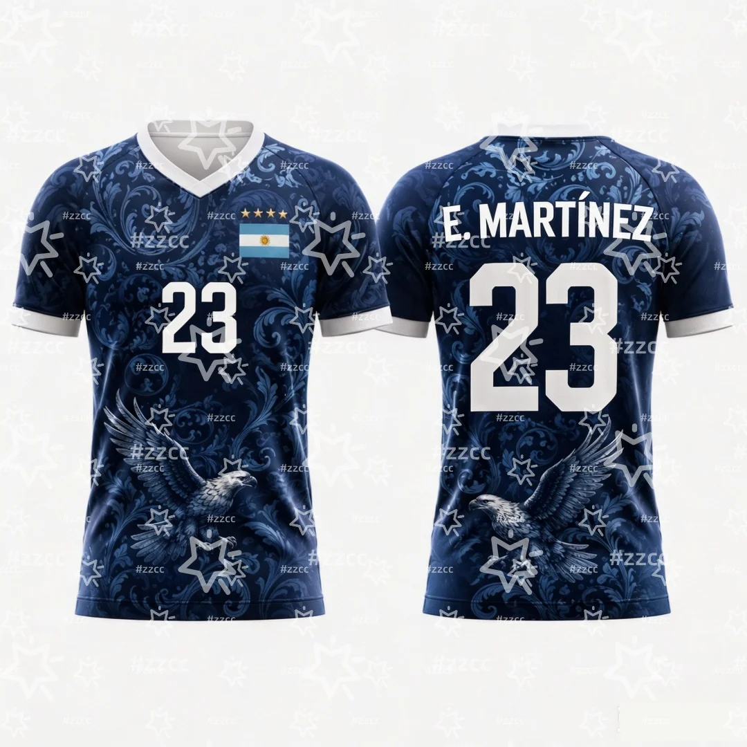 2026 Argentina Away Soccer Jersey Breathable Quick Dry Messi Football Shirt Fans Training Uniform Unisex Kids Sport T Shirt