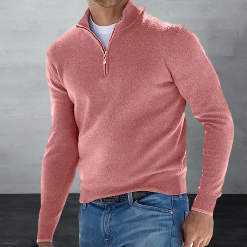 Männer Herbst Winter Pullover Reiß verschluss Stand Kragen Hals Schutz Winter Bottom ing Top Langarm lässig weiche Männer warmes Top