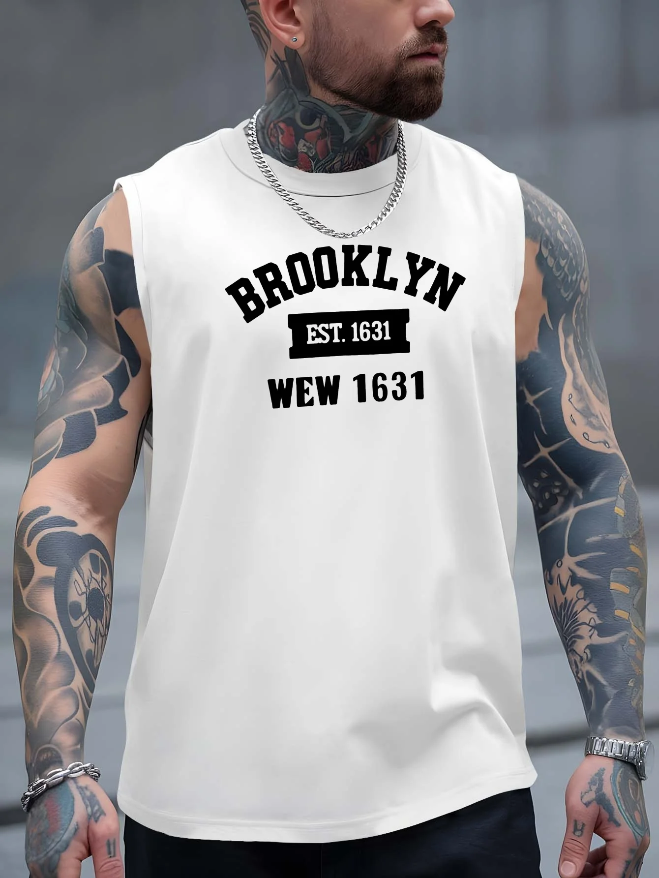 

Brooklyn 1631 New Style 1631 Large-Sized Loose-Fitting Sports V-Neck Top for Men