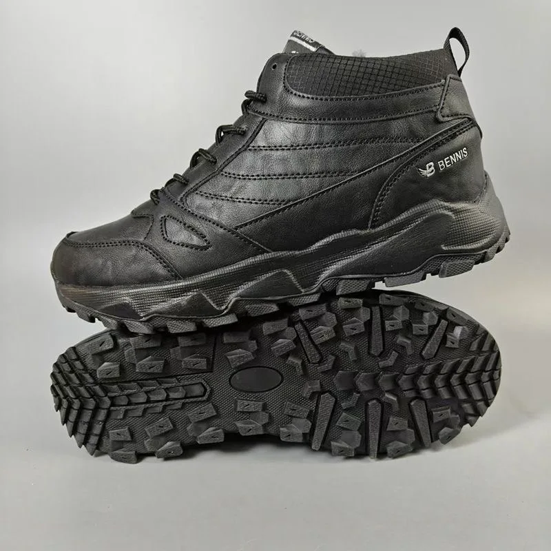 

Зимние бархатные уличные ботинки, мужская кожаная охотничья обувь, мужская нескользящая уличная прогулочная обувь, горные ботинки