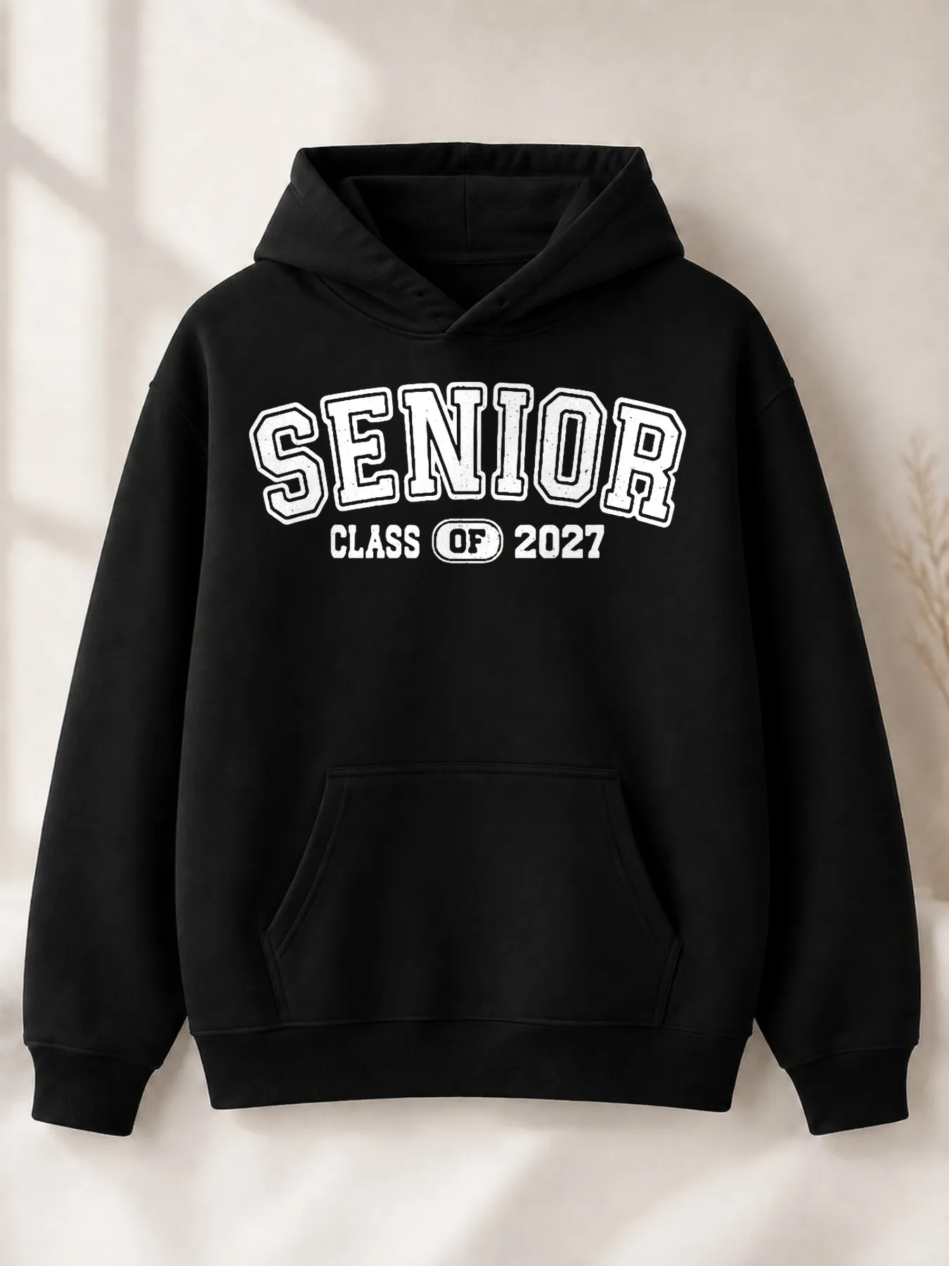 Autumn/Winter/Christmas hoodies for men and women, vintage distressed style, 2027 graduating class typography design.